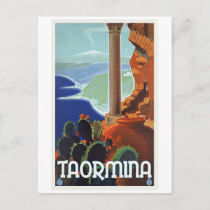 Cartão Postal Taormina Itália Viagens vintage Europa