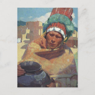 Cartão Postal Taos Indian Holding a Water Jug by Blumenschein