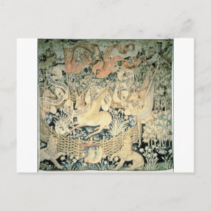 Cartão Postal Tapeçaria dos cervídeos alados por Jean Fouquet