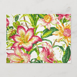 Cartão Postal Tapeçaria Floral Primavera