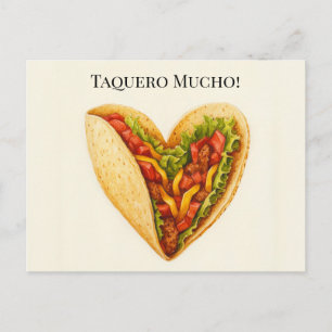 Cartão Postal Taquero Muito Coração Taco Postcard do Dia dos Nam