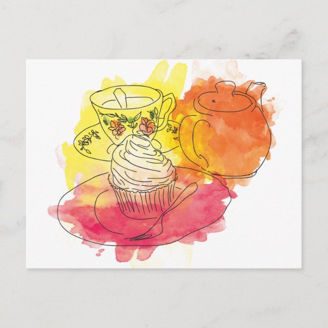 Cartão Postal Tarde Britânica Tea (Frente)