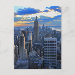 Cartão Postal Tarde da tarde NYC Skyline quando o pôr do sol se