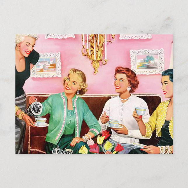 Cartão Postal Tarde de 1950 Chá (Frente)