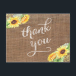 Cartão Postal Tarde de Verão Girassóis Obrigado Burlap Postcard<br><div class="desc">Um efeito de renda. Obrigado Cartaz com lindas imagens de girassol.</div>