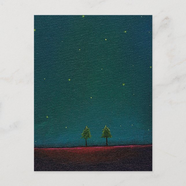 Cartão Postal Tarde Noite Conhecendo a escuridão da arte da árvo (Frente)