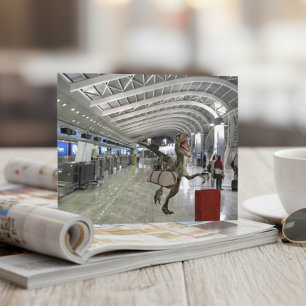 Cartão Postal Tarde para o Plane Dinossauro Raptor Engraçado