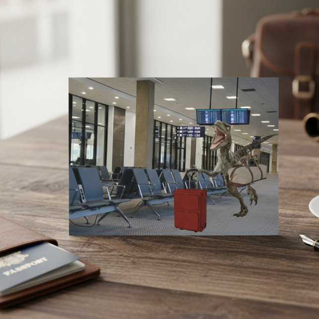 Cartão Postal Tarde para o Plane Dinossauro Raptor Engraçado (Criador carregado)