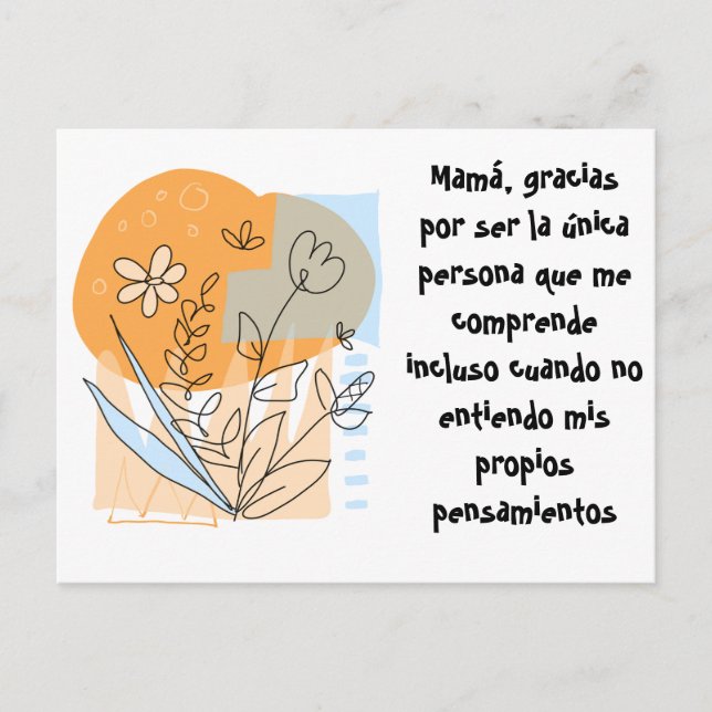 Cartão Postal Tarjeta agradecimiento de comprension (Frente)