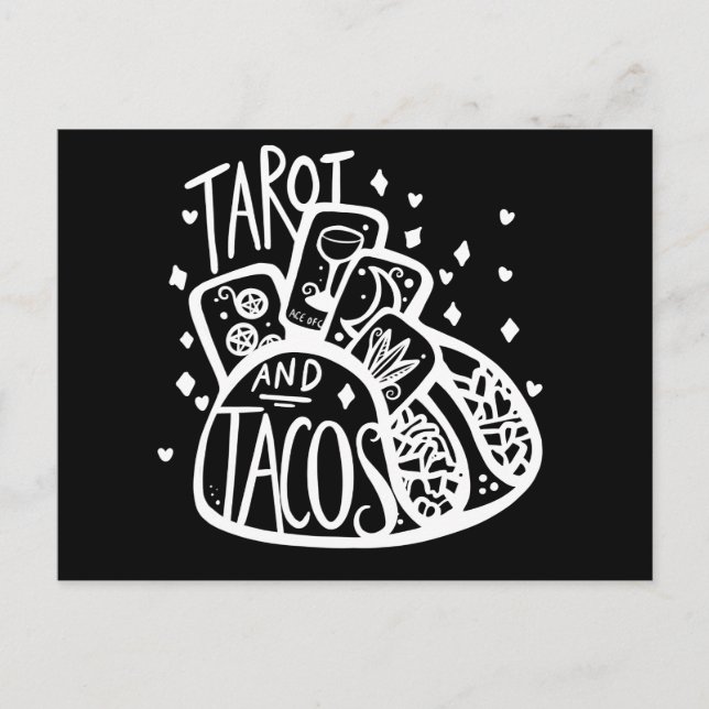 Cartão Postal Tarot e Tacos - terça-feira de tacos engraçados (Frente)