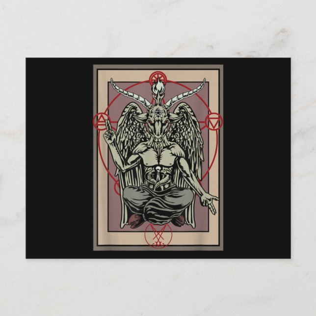 Cartão Postal Tarot Gótico Card Baphomet Satanic Witagram (Frente)