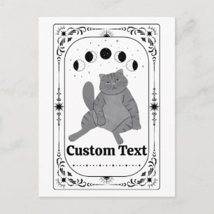 Cartão Postal Tarot Personalizado: Zodíaco de Gato Divertido Cel