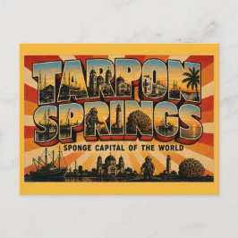 Cartão Postal Tarpon Springs Flórida Capital da Esponja Arte Vin