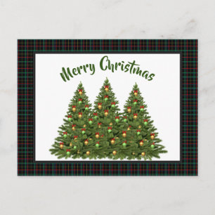 Cartão Postal Tartan de Natal com Cartão-Postal de Árvore de Fér