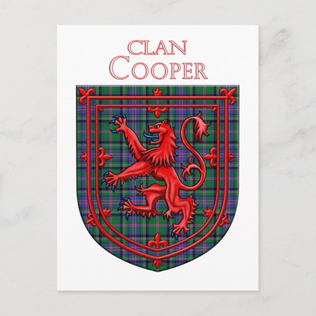Cartão Postal Tartan Escocês Cooper com Leão Rampante (Frente)