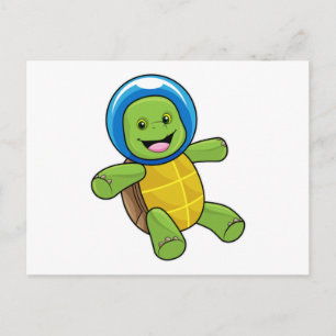 Cartão Postal Tartaruga como Astronauta com bola de Vidro
