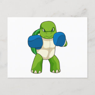 Cartão Postal Tartaruga como Boxeador com luvas de boxe
