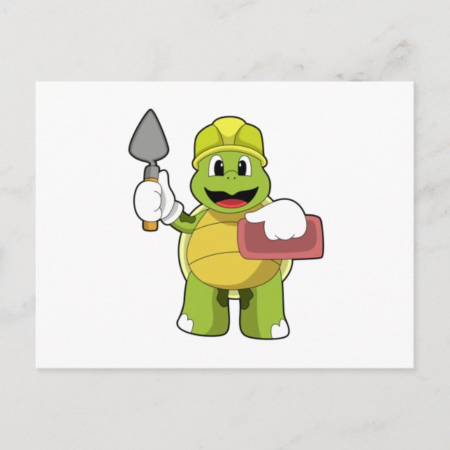 Cartão Postal Tartaruga como Mason com Pedra (Frente)