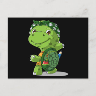 Cartão Postal Tartaruga de desenho vai para a escola