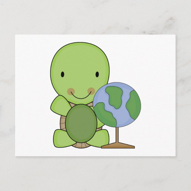 Cartão Postal tartaruga de geografia fofa (Frente)