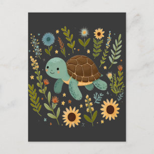 Cartão Postal Tartaruga-de-la-doce Flor-selvagem Gráfico de Verã