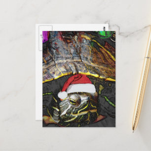 Cartão Postal Tartaruga de Natal Fofa