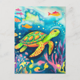 Cartão Postal Tartaruga de pintura