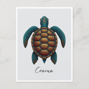 Cartão Postal Tartaruga design de Cancun Mayan