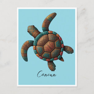 Cartão Postal Tartaruga design de Cancun Mayan