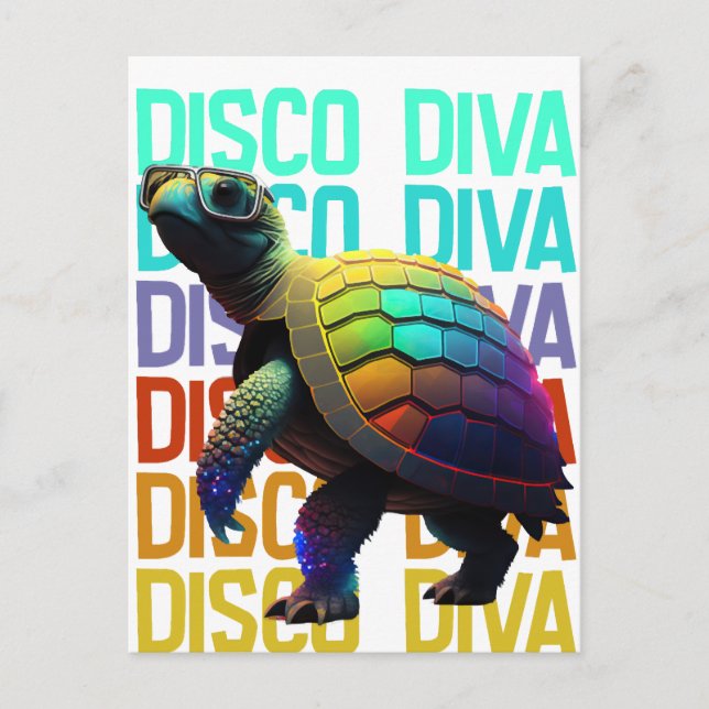 Cartão Postal Tartaruga Disco Diva (Frente)