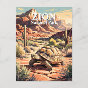 Cartão Postal Tartaruga do Deserto de Zion Estilo de Viagem Vint