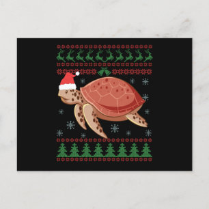 Cartão Postal Tartaruga-do-mar Feia de Natal Amantes de répteis