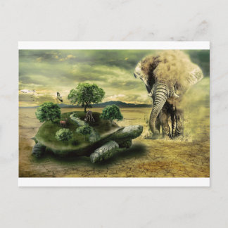 CARTÃO POSTAL TARTARUGA E ELEFANTE