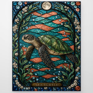 Cartão Postal Tartaruga Marinha Coral Baixios Illumina Vidro Pin