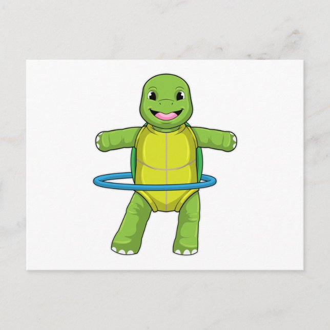 Cartão Postal Tartaruga na academia com pneus de ginástica (Frente)