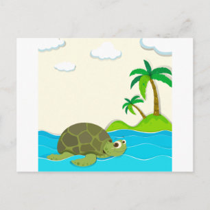 Cartão Postal Tartaruga nadando no oceano
