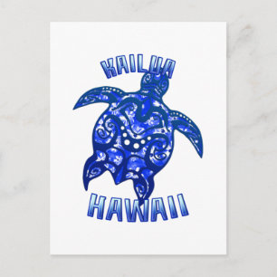 Cartão Postal Tartaruga Tribal de Vacinação Kailua Hawaii