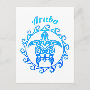 Cartão Postal Tartaruga Tribal do Oceano Azul Aruba