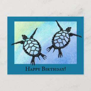 Cartão Postal Tartarugas Marinhas Feliz Aniversário
