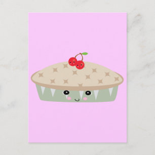 Cartão Postal tarte de cereja kawaii
