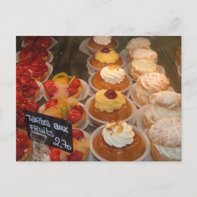 Cartão Postal Tartes de frutas  -  Pastelaria Francesa (Frente)
