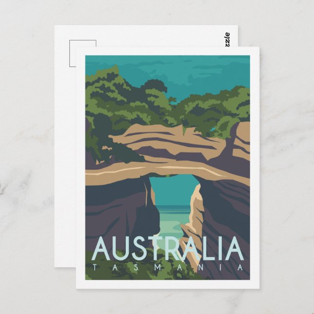 Cartão Postal Tasmânia Aussie Famous Viagem Place Ilustração (Frente/Verso)