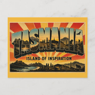 Cartão Postal Tasmânia Ilha de Inspiração Viagem Vintage