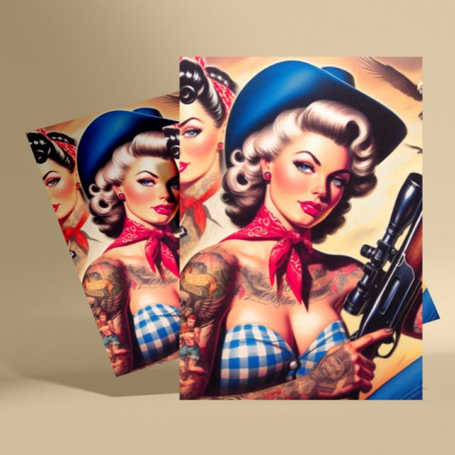 Cartão Postal Tatuada Cowgirl Pin-up (Criador carregado)