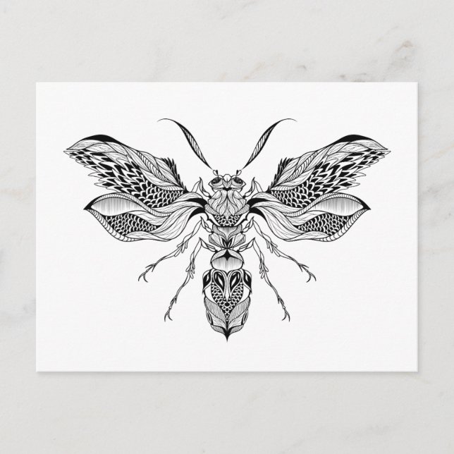 Cartão Postal Tatuagem De Bee-Wasp (Frente)