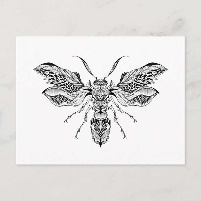 Cartão Postal Tatuagem De Bee-Wasp (Frente)