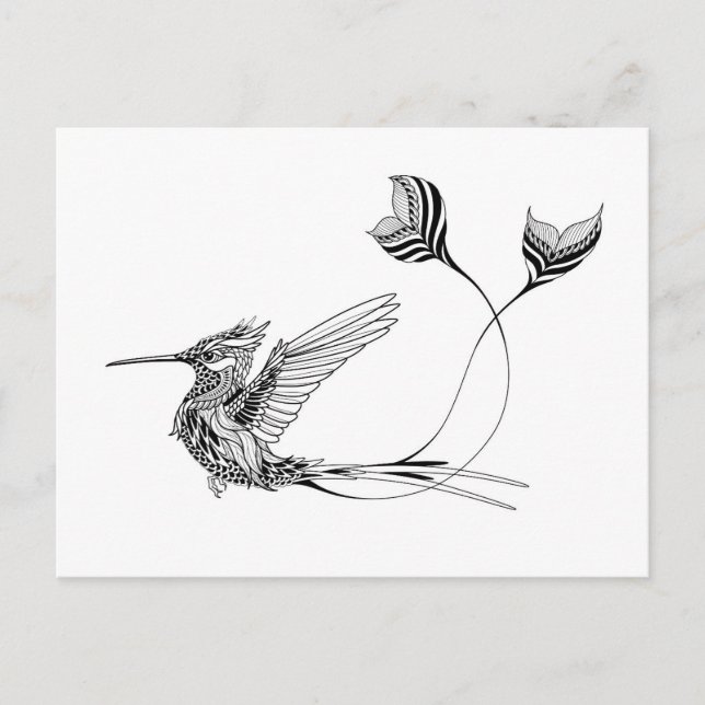 Cartão Postal Tatuagem de pássaros psicodélicos (Frente)