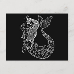 Cartão Postal Tatuagem de Sereia Arte de Sereia Vintage Tatuagem