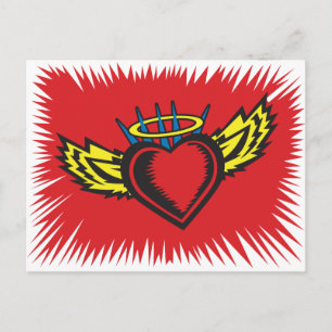 Cartão Postal Tatuagem do Coração do Anjo Voador