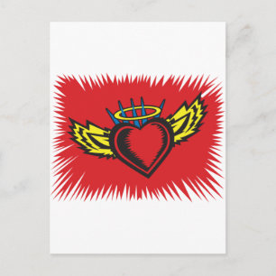 Cartão Postal Tatuagem do Coração do Anjo Voador